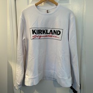 Kirkland Signature White Sweatshirt Unisex L XL Cotton Costco Long Sleeve